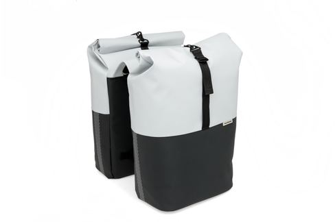 new looxs nyborg double fietstas 34 liter light grey/black